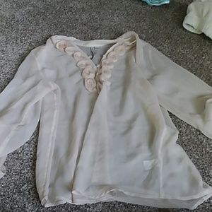 sheer cream long sleeve top
